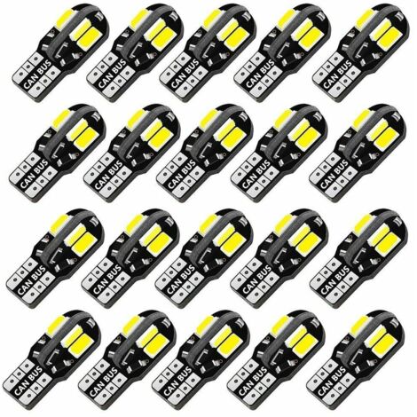 Lampe LED T10 W5W 8SMD 5630 1.8W 12V DC Blanc, Lampe de Position Plaque de Jour Éclairage 360° Chip Samsung 5630 160LM 0.15A 50000H, Accessoire Voiture Universel (1/5)