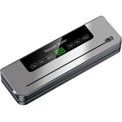 Machine Sous Vide Alimentaire, 120 W, Machine a Emballer Mise Sous Vide Aliments 60 kPa, Appareil de Scellage a Air Automatique Multifonctionnelle Compacte 6 en 1 avec Coupeur Integre, 10 Sacs