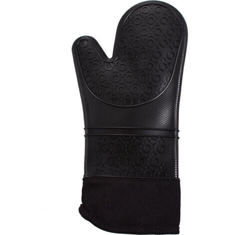 Professionnels Gants de Four, Gants de Cuisine Silicone, 1 Paire Gant Anti Chaleur, Gants étendus pour Pizza et Cuisine (Noir) (1/5)