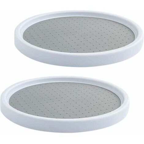 Plateau Tournant en Plastique pour Epices, 2 Pièces Plateau Tournant Epices Rangement Rond, Etagere a Epices Plateau Pivotant, Plateau Tournant Placard Cuisine pour Réfrigérateur, Armoire (1/5)