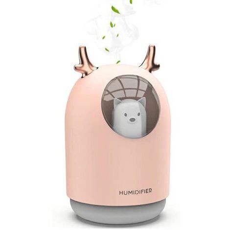 Humidificateur à ultrasons pour chambre d'enfant avec diffuseur de parfum, humidificateur d'ambiance avec 7 couleurs de lumière LED, silencieux, arrêt automatique 12 heures, USB, ménage, 300 ml (1/5)
