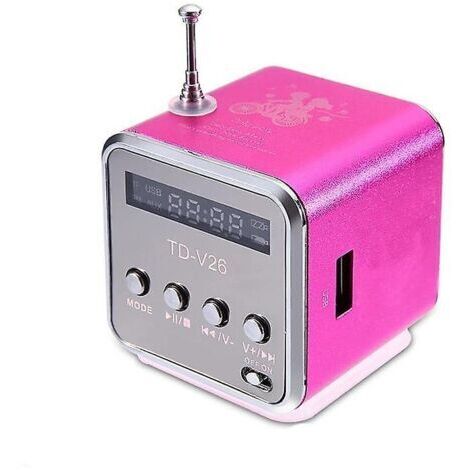 Radio FM portable avec haut-parleur stéréo – Écran LCD 1.0' – Rechargeable 600mAh – Prise en charge carte Micro SD/TF - Td-v26 (1/2)