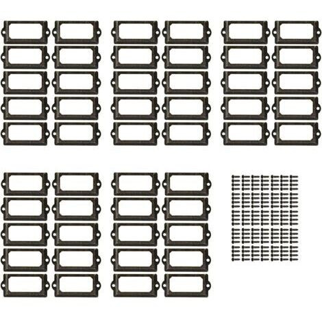 50 Pièces Porte Etiquettes Cadre, Porte-Étiquettes en Métal, Porte-Étiquettes pour Cartes de Nom de Tiroir, pour Plaques Nominatives, Armoire D'apothicaire, Tiroir D'archivage