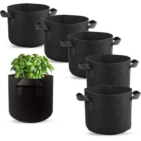 Sac de plantation non tissé 3 gallons – Lot de 6 avec poignées – Matériau respirant pour croissance rapide – Idéal pour pommes de terre et tomates (1/5)