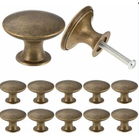 Lot de 12 boutons de placard vintage en laiton antique – Ronds 30 mm – Poignées décoratives pour meubles de cuisine – Faciles à installer (1/4)