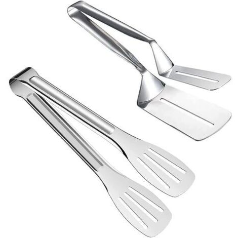 Pince Barbecue, 2Pièces Pinces à Steak, Pinces de Cuisson en Acier Inoxydabl, pince cuisine inox, Pinces à Salade, Pince à Saucisses, pour Barbecue Pain, Viandes, Pizza, Poisson, Steak (1/3)