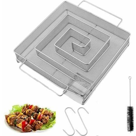 Générateur de Fumée Froide, Enérateur de Fumée Froide en Acier Inoxydable, Générateur de Fumée Professionnel avec Brosse de Nettoyage et Crochet, Convient à Tous Les Barbecues(15x15x4cm) - (1/5)
