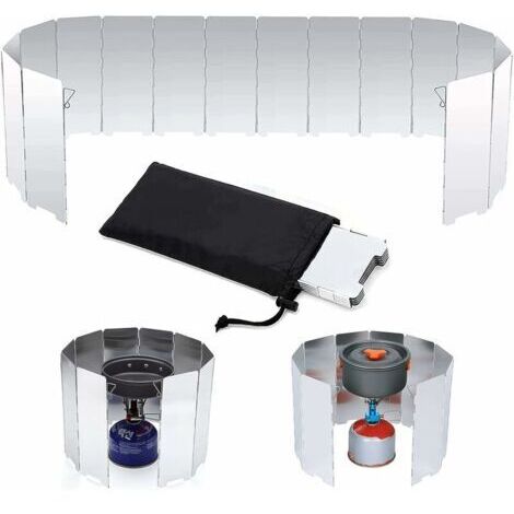 Pare-Vent Pliable Aluminium Ultra Léger Pare-Vent Rechaud 16 Assiettes Pare-Brise de Camping Portable Pare-Vent Pliable en Plein Air pour Camping Randonnée Pique-Nique Cuisinière à Gaz (1/5)