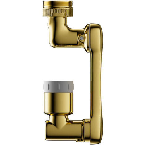 Accessoire d'extension de robinet, aérateur de robinet pivotant à 1080 ° bec mélangeur 2 buses aérateur universel pour robinets de salle de bain de cuisine (doré) (1/5)