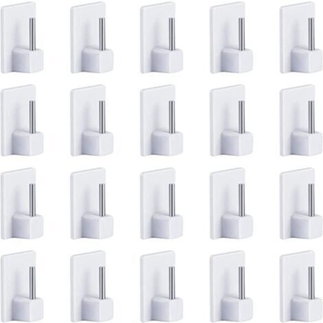 Lot de 20 crochets adhésifs pour rideaux – PVC et métal – Longueur 2,8 cm – Adhérence sur surfaces lisses – Installation facile (1/4)