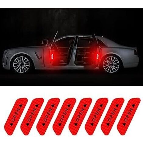 8 Pièces Autocollant Reflechissant, Bande Reflechissante Autocollante, Imperméable Stickers Reflechissant, Avertissement Bande Reflechissante, pour Bord Porte Voiture, Camion (Rouge) (1/5)