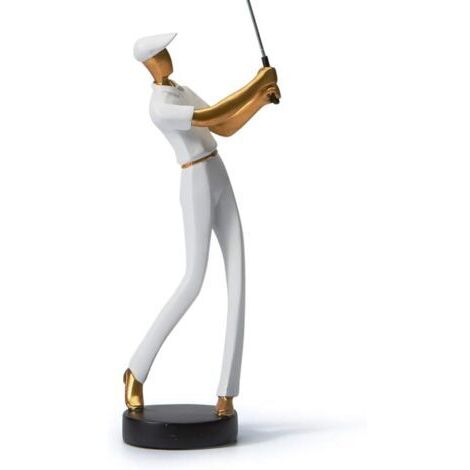 Art Golfeur Figurine Statue Décor Golf Sculpture Résine Arts Cadeau Blanc 24cm (1/5)