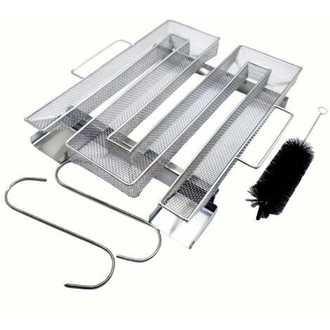 Générateur de fumée froide en acier inoxydable avec 2 crochets à viande + 1 brosses de nettoyage - Fumoir pour barbecues, barbecues, fumoirs à fumer réutilisables (22,5 x 21,5 x 4 cm) (1/5)