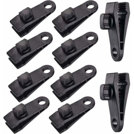 10 Sets Clip de Bâche Tente Pince Bâche Auvents Clip , Pince à Bâche, Pince pour Tente, pour Tente Voiture, Bâche, Auvents, Camping,le noir, (1/5)