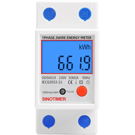 Sous compteur électrique monophasé 45A – Certifié MID – Affichage LCD – Installation modulaire pour tableau électrique (1/5)