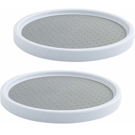 Plateau Tournant en Plastique pour Epices, 2 Pièces Plateau Tournant Epices Rangement Rond, Etagere a Epices Plateau Pivotant, Plateau Tournant Placard Cuisine pour Réfrigérateur, Armoire (1/5)