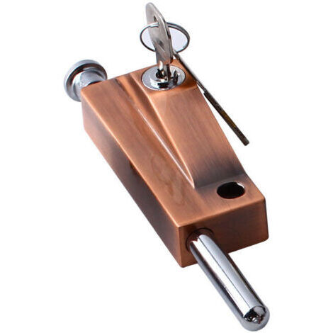 Verrou de porte multifonction 190x40mm – 1 clé – Acier inoxydable pour usage intérieur et extérieur – Couleur bronze rouge (1/5)