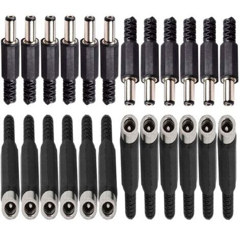 12 Pcs connecteurs DC Montage Panneau Prise 2,1mm x 5,5 mm/2,5mm x 5,5 mm,12 Prise connecteur Femelle 5,5 mm x 2,5 mm /2,1mm x 5,5 mm (1/3)