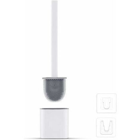 Tigrezy -Brosse WC Silicone Plate- Brosse Toilette et Supports,Balayette WC Ventilée, Séchage Rapide sans Odeur, Balai WC Montage Mural/au Sol, Salle de Bain et WC Blanc (1/5)