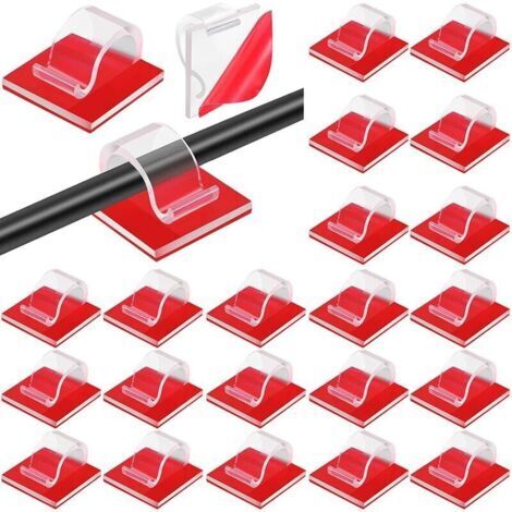 60 Pcs Clips de Câble de Lumières Mini Clips de Câble Auto-Adhésifs Crochets de Lumière Clips d'Organisateur de Câble de Fil Support de Gestion de Fil Adhésif Extérieur (Transparent, Medium) (1/5)