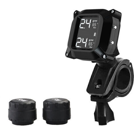 Motorcycle TPMS Moto Système de Surveillance de la Pression des pneus avec 2 capteurs externes Écran LCD Système d'alarme de Voiture Anti-Off et étanche à l'eau (1/5)