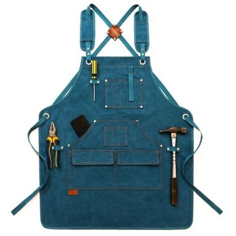Tablier de jardinage bleu enfant longueur 47cm (1/5)