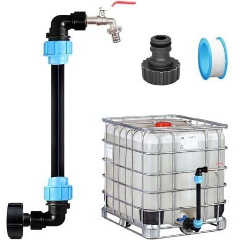 Robinet de cuve de récupération d'eau 3/4 pouce – Raccord en laiton – Polyéthylène durable – Installation facile pour réservoir IBC 1000L (1/4)