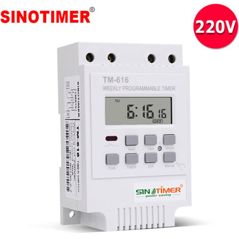 TM616W-2 Minuterie programmable blanche pour éclairage public, 7 jours de la semaine, 220 V (1/5)