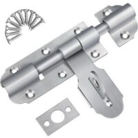 Pestillo de puerta exterior con pestillo de candado, Pestillo de puerta corredera de acero inoxidable de 135 mm, Pestillo de puerta pequeño con tornillos para almacén, garaje, puerta de granero