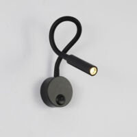 Applique de Lecture Noir, Lampe Col de Cygne Flexible LED 2W 3000K Fixation Liseuse Murale 85-265V avec interrupteur pour Chambres Salon Intérieur Salon