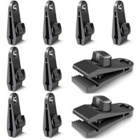 10 Pièces Clips de Bâche, Pièces de Fixation de Bâche, Crochets de Bâche, Clips de Tente de Camping Coupe-Vent, Accessoires de Clip Coupe-Vent Résistant au Soleil (Noir)