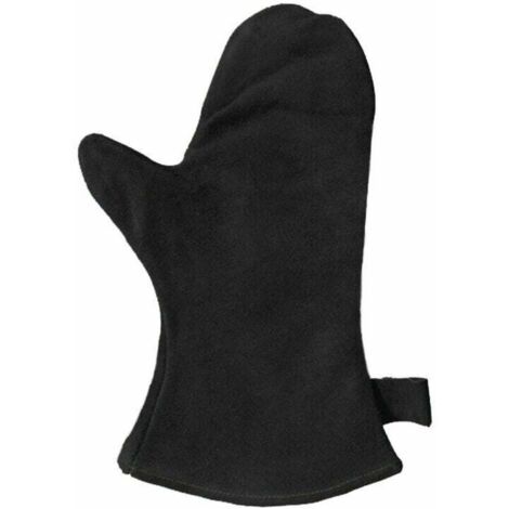 Kaminhandschuh aus Leder – hitzebeständiger Lederschutzhandschuh – feuerfest – für Grill & Kamin – Schwarz (1/5)