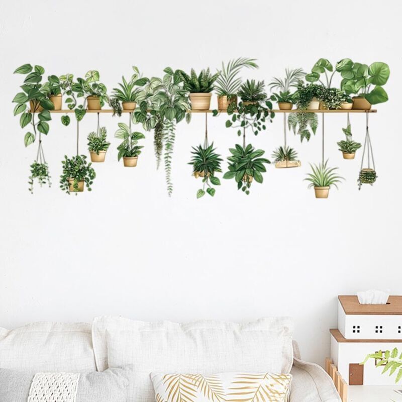 DOITOOL Lot de 2 stickers muraux amovibles en PVC pour chambre de garçons et filles Motif cactus DOITOOL Lot de 2 stickers muraux amovibles en PVC pour chambre de garçons et filles Motif cactus