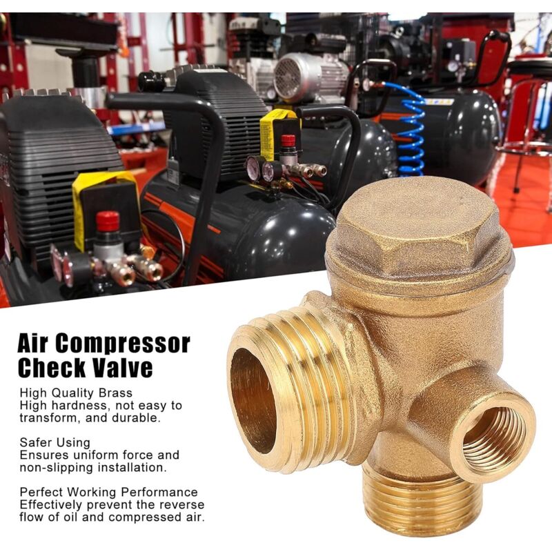 Clapet Anti-Retour 3 Voies En Laiton Pour Compresseur D'Air - Raccord Mâle Robuste Et Fiable