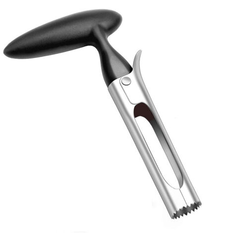 Vide-pomme, arrache-pomme avec manche en ABS et lame dentelée en acier inoxydable, noir (1/5)
