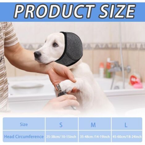 Snood Chien Protections d'oreilles Réglables Soulager l'Anxiété Contre Bruit pour Toilettage Bain et Natation(Gris/M)