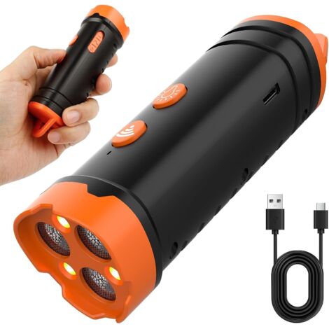 Répulsif anti-aboiements ultrasonique pour chiens – 2 fréquences – Portée jusqu'à 15 m – Rechargeable et sûr pour l'extérieur