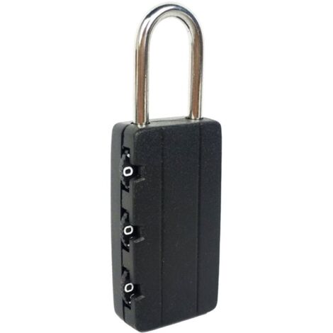 Cadenas à combinaison 3 chiffres mini noir pour valise, sac étudiant, journal ou classeur