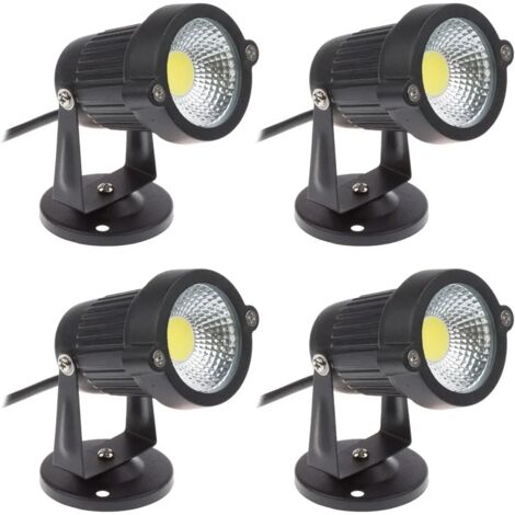 Lot de 4 Spot LED Cob 5W 220V Spots Jardin Orientables Luminaires Extérieur Jardin Terrasse(Blanc Froid)
