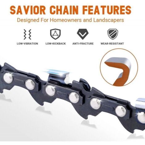 Lot de 3 Chaîne de Tronçonneuse pour Guide-Chaîne de 12" (30 cm), 45 Maillons d'Entraînement, Compatibles avec Dolmar, Echo, Bosch, Einhell et autres (1/3)