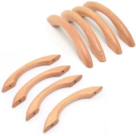 8 pièces poignées meuble bois, forme arc, finition lisse, pour cuisine et placard, compatibles tiroirs et armoires (1/3)