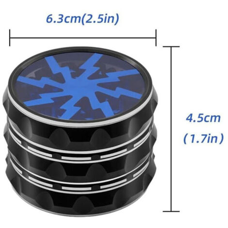 Broyeur à épices en alliage d'aluminium de 6,3 cm, broyeur à herbes portable pour la cuisine - Noir/Bleu (1/3)