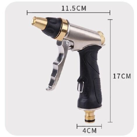 Pistolet d'Arrosage avec Buse en Laiton, Robuste et Haute Pression, Réglable de Jet à Pulvérisation, pour Laver la Voiture et les Animaux Domestiques, le Jardin/Nettoyage de Trottoir