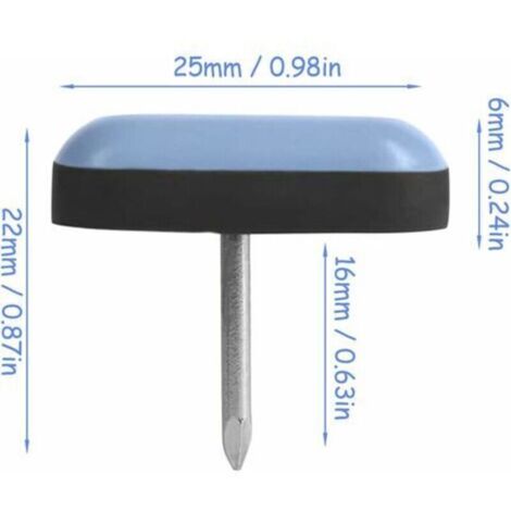 25 pièces Patins de Meubles en Téflon 25mm Auto-adhésif Patin Glisseur avec Clous pour Meuble Patins Autocollants pour Chaises et Fauteuils