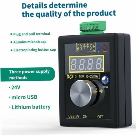 LaBlanc - Générateur de Signal 0-10V / 0-4-20MA Courant et Tension Signal de Signal analogique Batterie de Lithium intégrée pour PLC Panneau Débogage Noir