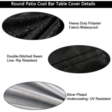 Housse imperméable pour petite table ronde, table de patio - Housse imperméable pour seau à glace - Noir (52 x 58 cm)