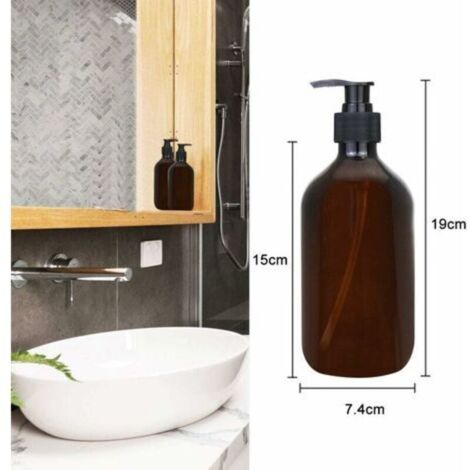 4Pcs Distributeur Ambre Flacons de Distributeur de 500 ML Ambre Bouteilles de Pompe Ambre Vide Bouteille en Plastique pour Lotion Gel Douche Savon pour Les Mains Détergent
