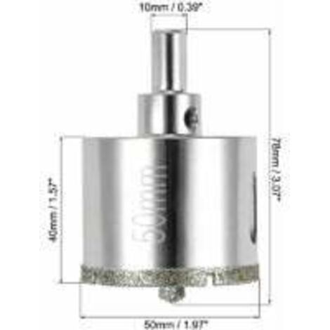 Foret diamant pour scie cloche en verre, céramique, porcelaine, carrelage 50 mm TRIMEC (1/3)