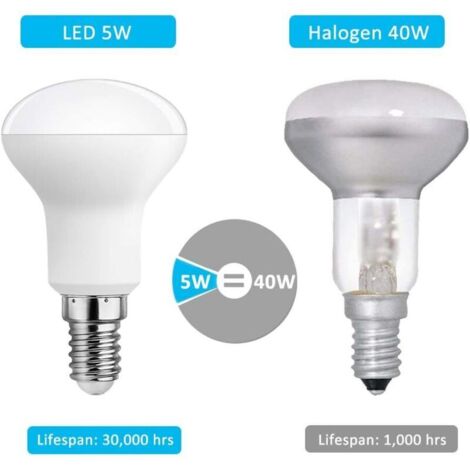 Ampoule Spot LED E14 R50 5W Équivalent Incandescent E14 40W, Blanc Froid 6000K, 500LM, 120° Lumière, AC 220V, Ampoule LED Petite Culot pour Eclairage de Cuisine, non-dimmable, lot de 6 (1/3)