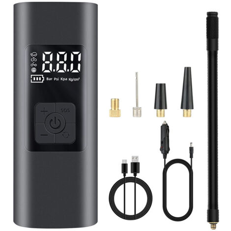 6000mAh Mini Compresseur Portatif Gonfleur de Pneu de Voiture 150Psi Pompe à vélo électrique avec SOS Light Pompe à air Rechargeable avec Grand écran LCD pour pneus de Voiture Boules de Moto (1/5)